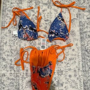 Gymshark Orange and Blue Swimwear